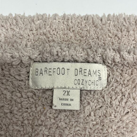 Barefoot Dreams Beige Cozy Chic V-neck Button Down Fuzzy Long Sleeve Cardigan 2X - Picture 10 of 11